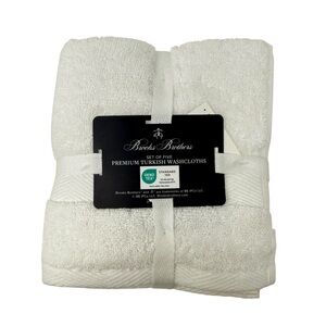 Brooks Brothers set of 5 Premium Turkish White Washcloths New